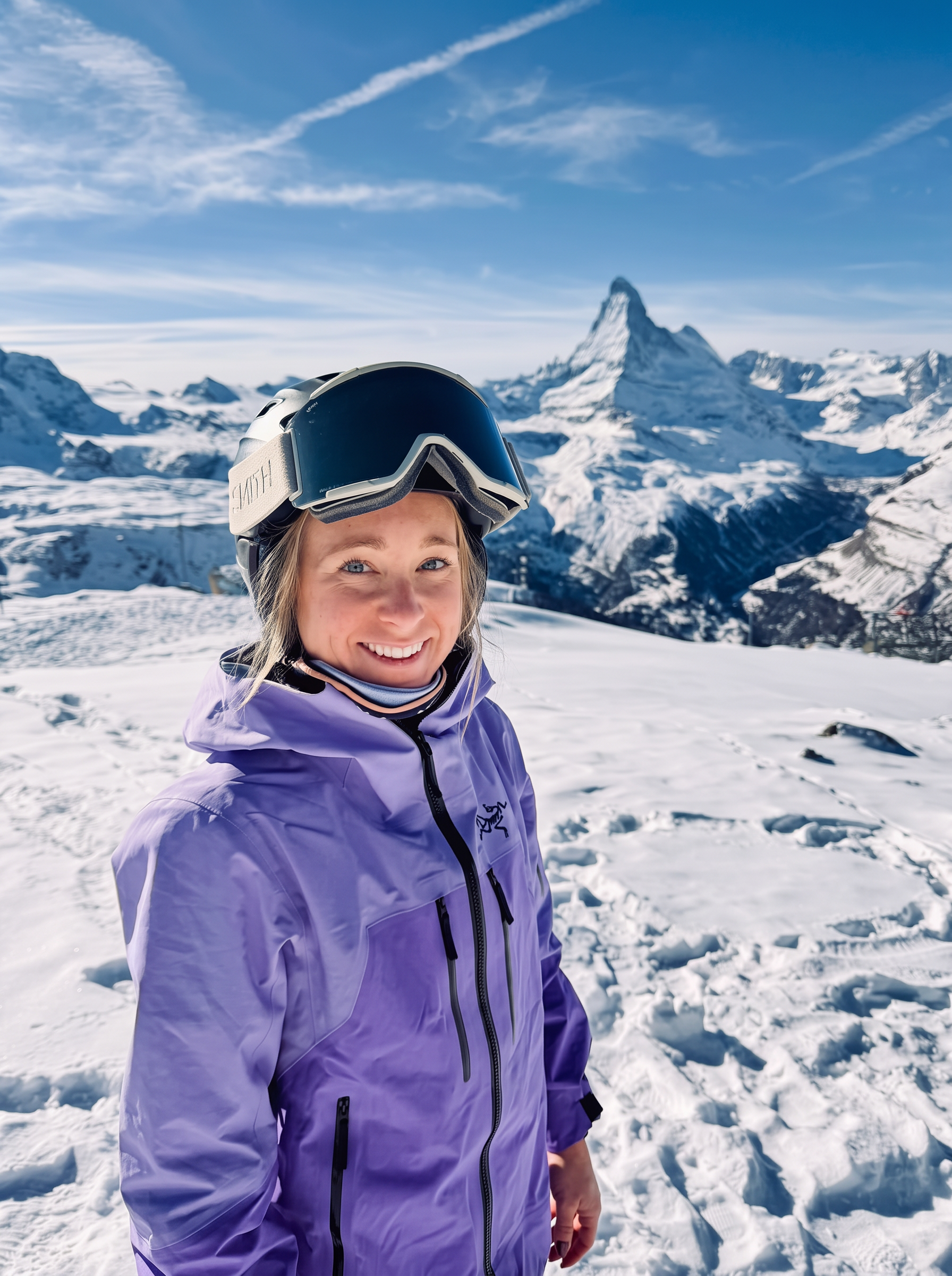 Ash Jordan smiling in front of the Matterhorn